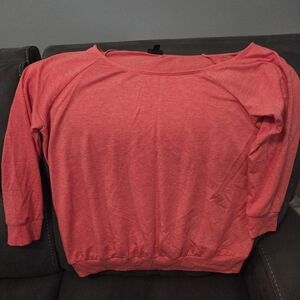Lightweight Burnt Orange/Red Off The Shoulder Pullover